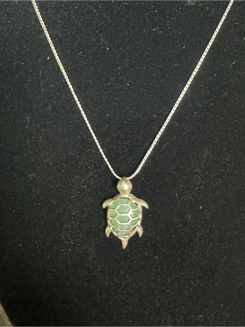 Stamped 925 Turtle Pendant Necklace in Light Green
